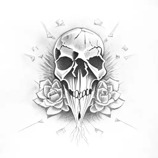 scarecrow skull cactus ancient  tattoo design idea
