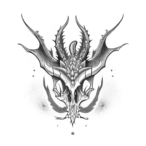 dragon skull with cactus tattoo design idea