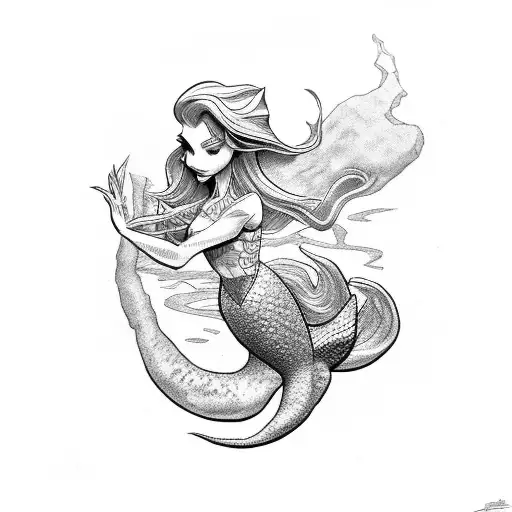 little mermaid evil tattoo design idea