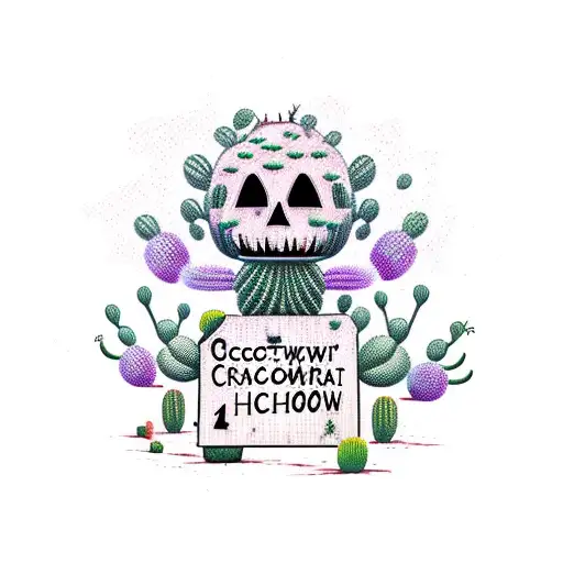 scarecrow cactus scary tattoo design idea