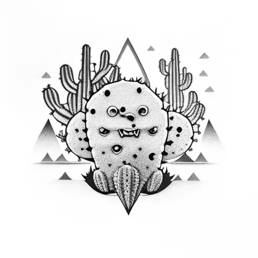 badass cactus tattoo design idea