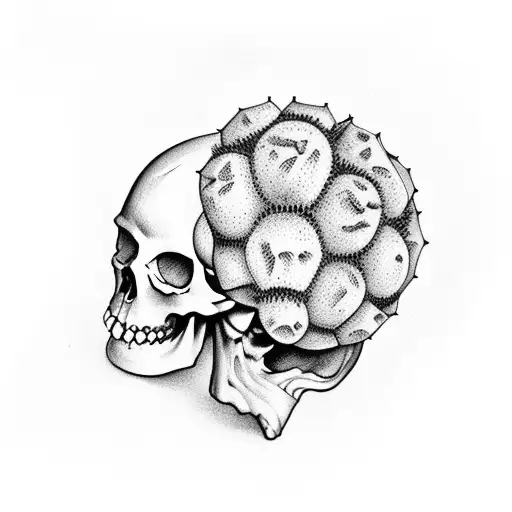 Sicilian skull cactus tattoo design idea