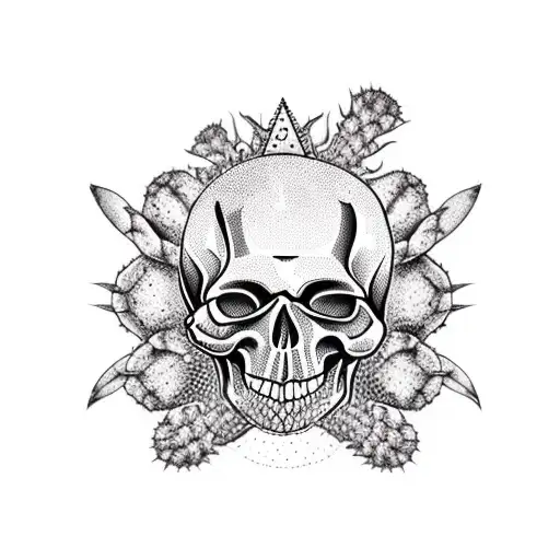 Sicilian skull cactus tattoo design idea