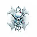 posiedons skull trident tattoo design idea