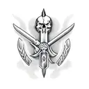 posiedons skull trident tattoo design idea