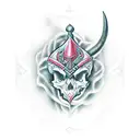 posiedons skull trident tattoo design idea
