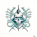 posiedons skull trident tattoo design idea