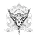 dragon skull with cactus tattoo design idea