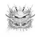 pants zipper monster tattoo design idea