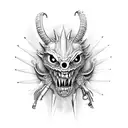pants zipper monster tattoo design idea