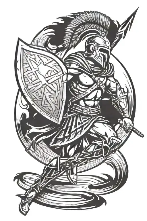 spartan soldiers running into arrows tattoo design idea