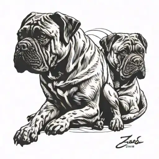 zeus y poseidon dog wearing cane corso tattoo design idea