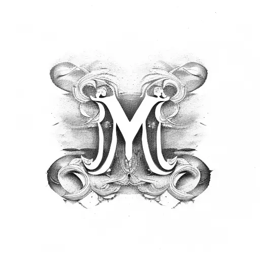 m and d letters tattoo design idea