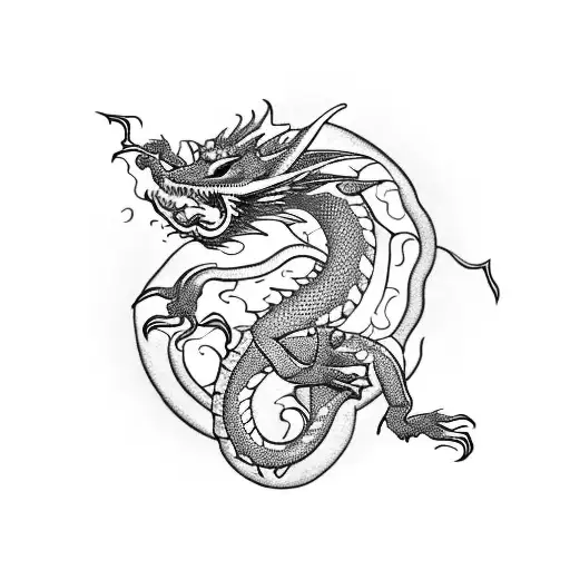 Dragon Making spiral in a arm  tattoo design idea