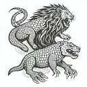 lion and crocodile tattoo design idea