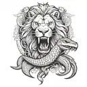 lion and crocodile tattoo design idea