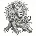 lion and crocodile tattoo design idea