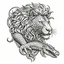 lion and crocodile tattoo design idea