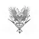 Breaking heart with phoenix tattoo design idea