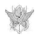 Breaking heart with phoenix tattoo design idea