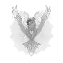 Breaking heart with phoenix tattoo design idea