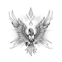 Breaking heart with phoenix tattoo design idea