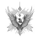 Breaking heart with phoenix tattoo design idea