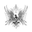 Breaking heart with phoenix tattoo design idea