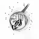 sparrow with head cocked tattoo design idea