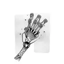 skeleton hand holding Hourglass and showing middle finger tattoo design idea