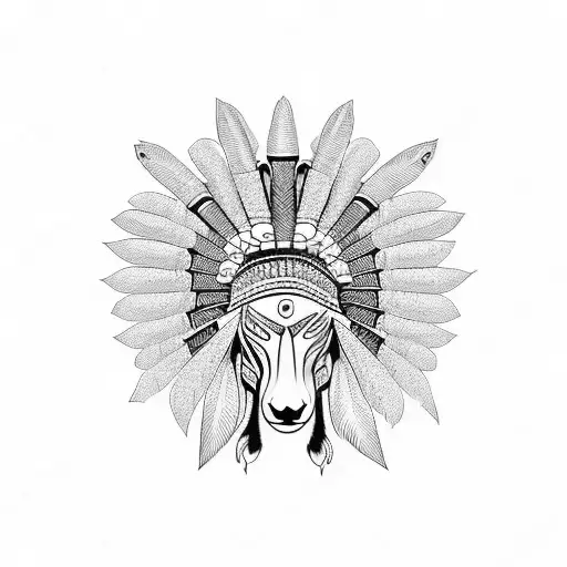 Indian headdress tribal animal tattoo design idea