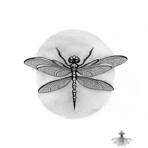 dragonfly with five roses tattoo design idea