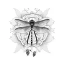 dragonfly with 7 roses tattoo design idea