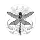 dragonfly with 7 roses tattoo design idea