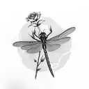dragonfly with roses tattoo design idea
