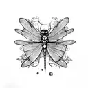 dragonfly with five roses tattoo design idea