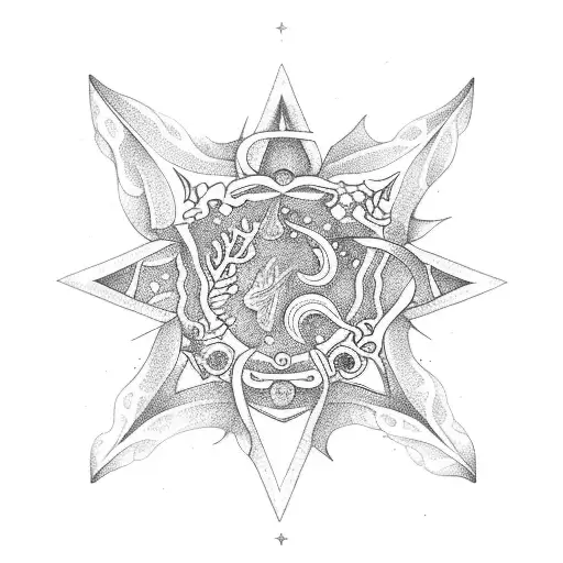 sea life fairy stars tattoo design idea