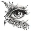 Eyeball angel black and white drawing tattoo design idea