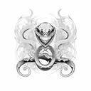 gothic building with snake tattoo design idea