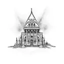 gothic building tattoo design idea