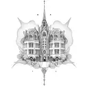 gothic building tattoo design idea