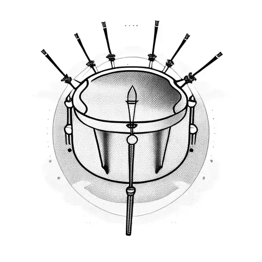 Snare drum with drum sticks  tattoo design idea