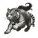 GLADIATOR AND TIGER FOR THIGH tattoo design idea