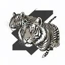 GLADIATOR AND TIGER FOR THIGH tattoo design idea