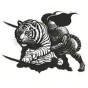 GLADIATOR AND TIGER FOR THIGH tattoo design idea
