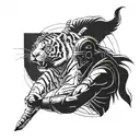 GLADIATOR AND TIGER FOR THIGH tattoo design idea