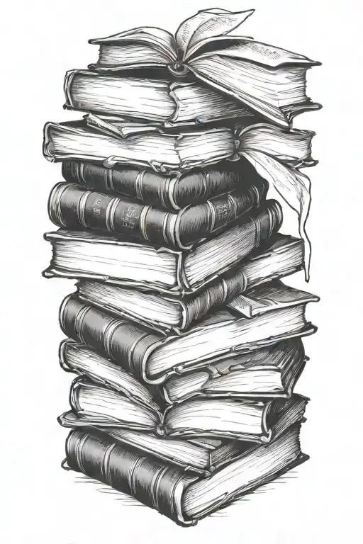 stack of books tattoo design idea