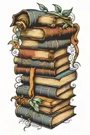stack of books tattoo design idea