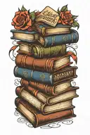 stack of books tattoo design idea