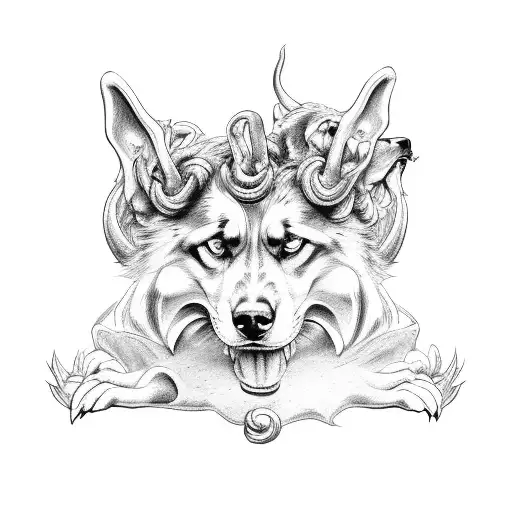 Hades with his three headed dog cerberus tattoo design idea